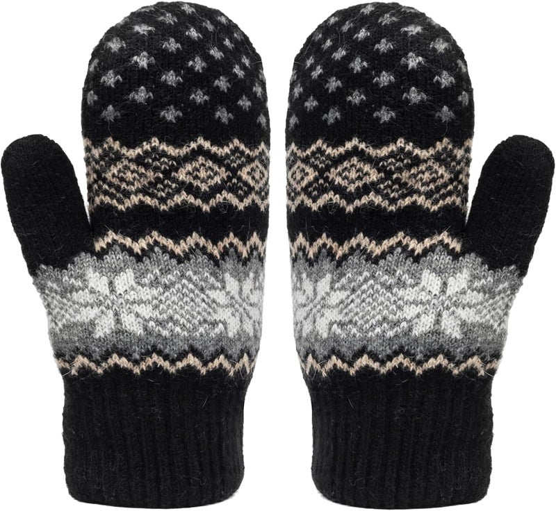 Eohak Winter Warm Mittens for Women Men Snowflake Mittens Soft Fleece Wool Gloves for Cold Weather - Image 4